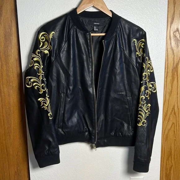 Forever 21 | Jackets & Coats | Bomber Jacket With Gold Embroidery